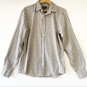 Vince Mens plaid Check gingham button up long sleeve collared shirt